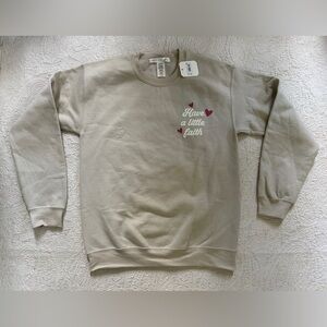 NWT Altar'd State Taupe Crewneck Sweatshirt - Have a Little Faith - size XXS /XS